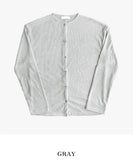 Crunchy linen ribbed round neck cardigan