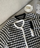 Teshu Color Matching Wing Check Knit Jacket Cardigan