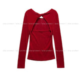 Fruit Back Twist Rib Knit Long Sleeve