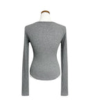 Mude V-Neck Slim Ribbed Knit Cardigan