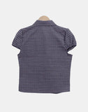 Coated Check Short Sleeve Blouse