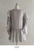 Charili Frill Long Blouse Knit Vest Two-Piece