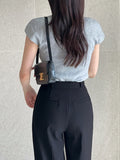 Look at Pintuck Straight Wide Slacks