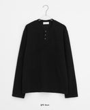 [unisex] Pental Waffle Henley Neck Over Long Sleeve Tee