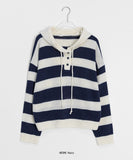 Corelli Button Stripe Hood Knit