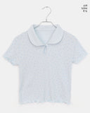 Soming Flower Round Collar Frill Short Sleeve T-Shirt