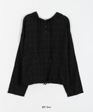 Tsuke Vintage String Check Long Sleeve Hood