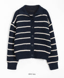 Melven stripe hachi collar cardigan