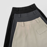 Two Pin Tuck Belt Set Wide Slacks Pants
