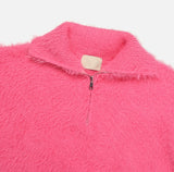 Clear mohair semi zip-up knitwear