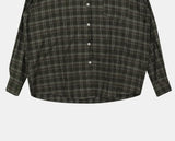 Mutt check pattern collar pocket oversized long-sleeved shirt