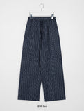 [unisex] Nonoka Banding Stripe Wide Linen Pants - Linen 60