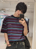 Nora Stripe Henley Neck Short Sleeve Knit