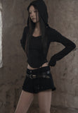 [mnem] Diamond Neck Corset Hoodie
