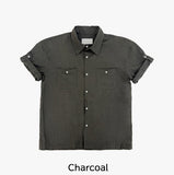 Minimal One-Pocket Roll-Up Short-Sleeve Shirt
