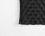 Lapit see-through ribbon printed half-turtleneck short-sleeved T-shirt