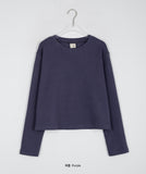 [BAONHAUS] Lenu ribbed round crop long sleeve tee