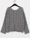 Unz Ribbon String Off-Shoulder Loose Fit Cable Knit