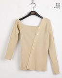 Medic Unbalance One Shoulder Silt Diagonal Button Long Sleeve Knit
