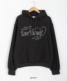 Tmel heart printed brushed hoodie