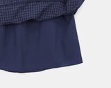Kamming seersucker check tiered banding midi skirt