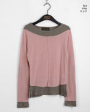 Ratzen Color Matching Layered Cut Round Long Sleeve T-Shirt