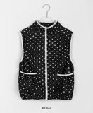 Tosyu two-way pocket dot zip-up vest