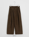 [Unisex] Combs Brushed Corduroy Banding Wide Pants
