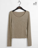 Puning Basic Plain Round Cropped Long Sleeve T-shirt