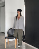 Veron Frill Color Matching Nylon Wide Two-Way Pants