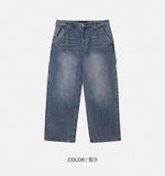 (UNISEX) Coloring Carpenter Wide Denim Pants