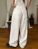 Nunt pintuck stitch wide cotton pants