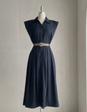 Vet Collar Shirt Sleeveless One Piece (Belt Set)