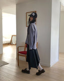 [MADE] Kael Color Matching Stripe Loose Fit Long Sleeve Shirt