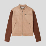 Laden Suede Knit Mix Crop Rider Jacket