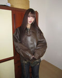 Noem Collar Overfit Leather Jacket