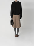 Leaven Wool Check Pleated Skirt