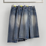 Hem Snap Four-Season Banding Long Wide Denim Pants