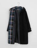 Pombs Check Color Matching Hood Long Coat