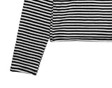 Osen Off-shoulder Stripe Button T-shirt