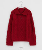Hyoro Button High Neck Cable Knit