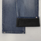 Brushed Hem Snap Jogger Wide Denim Pants