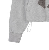 [Lining brushed] Curie New York Patch Damage Hood Zip-up