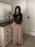 Forman Corduroy Brushed Adjust Wide Pants
