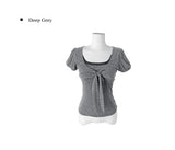 Asso Stripe Lace Puff Bolero Slim Short Sleeve T-Shirt