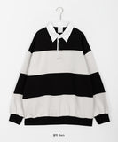 [unisex] Minch Stripe Rugby Collar Long Sleeve Tee