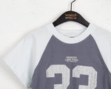 Sec Raglan 33 Color Matching Printed Semi-Crop Short Sleeve T-Shirt
