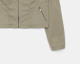 Muhi No Collar Neck Strap Two-Button Two-Pocket Crop Jacket