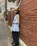 Venice Strap Sleeveless Check Mini One Piece