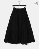 Tizen punching lace tiered long skirt